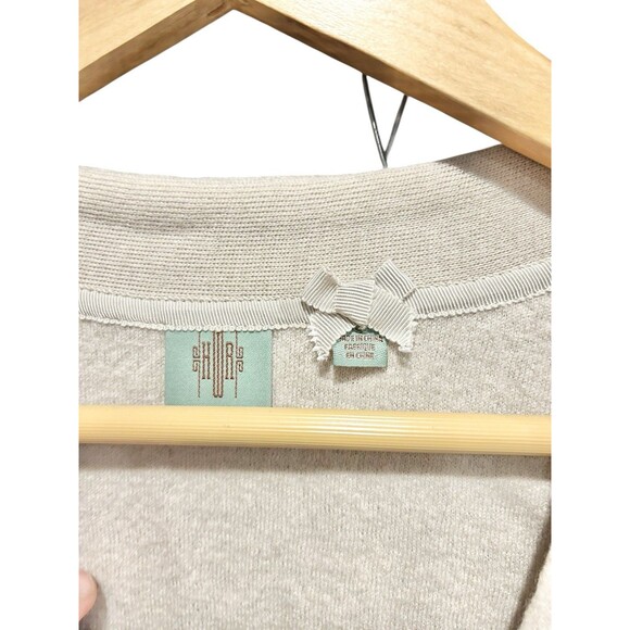Anthropologies HWR Monogram Wool Cardigan Tan W/ Scarf Womens Size Small - Picture 2 of 6